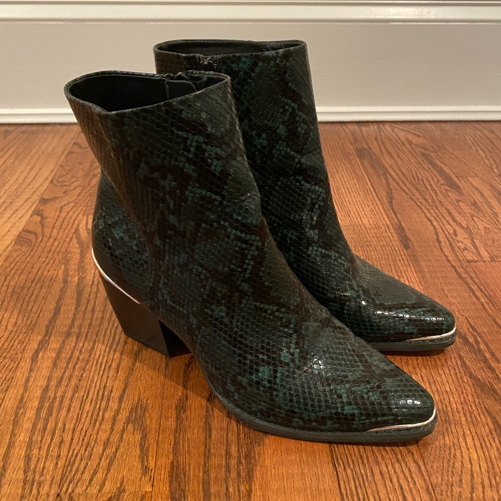 Dark Emerald Green Snakeskin Dolce Vita Booties